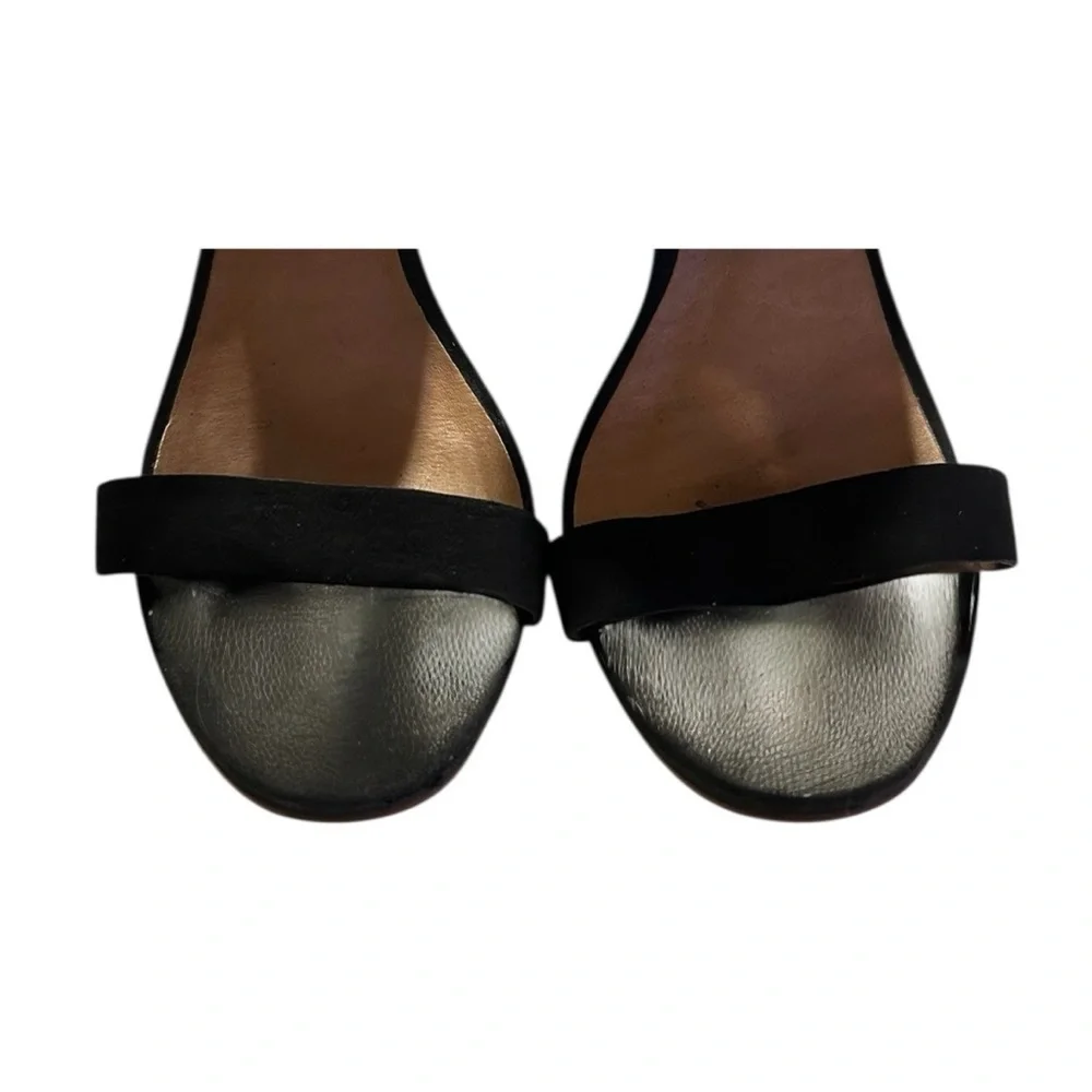 Halogen Clarette Black Suede Wedge Sandals Ankle Cuff Size 9.5